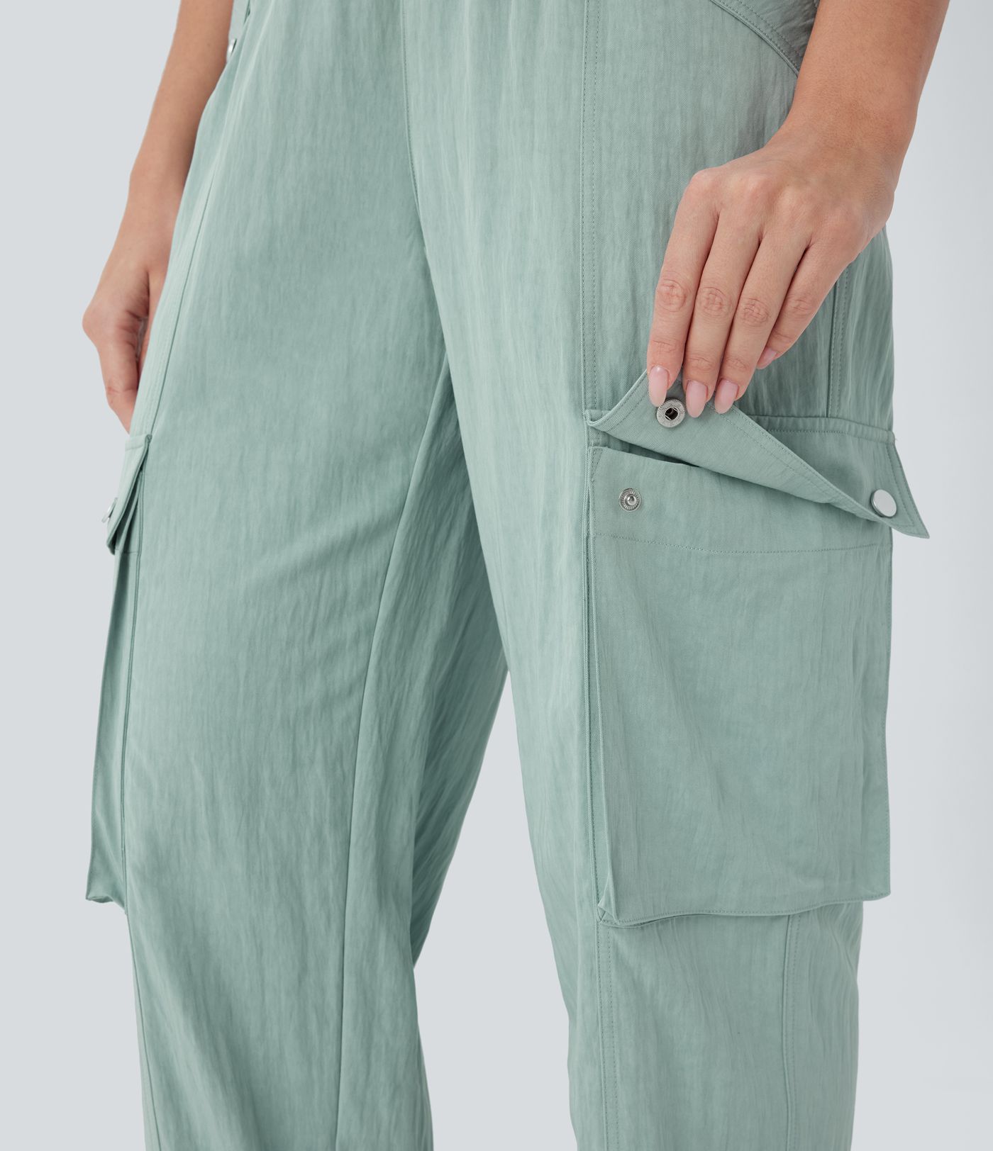 Mittelhoch Taschen Kordelzug Saum Cargo Freizeit Hose