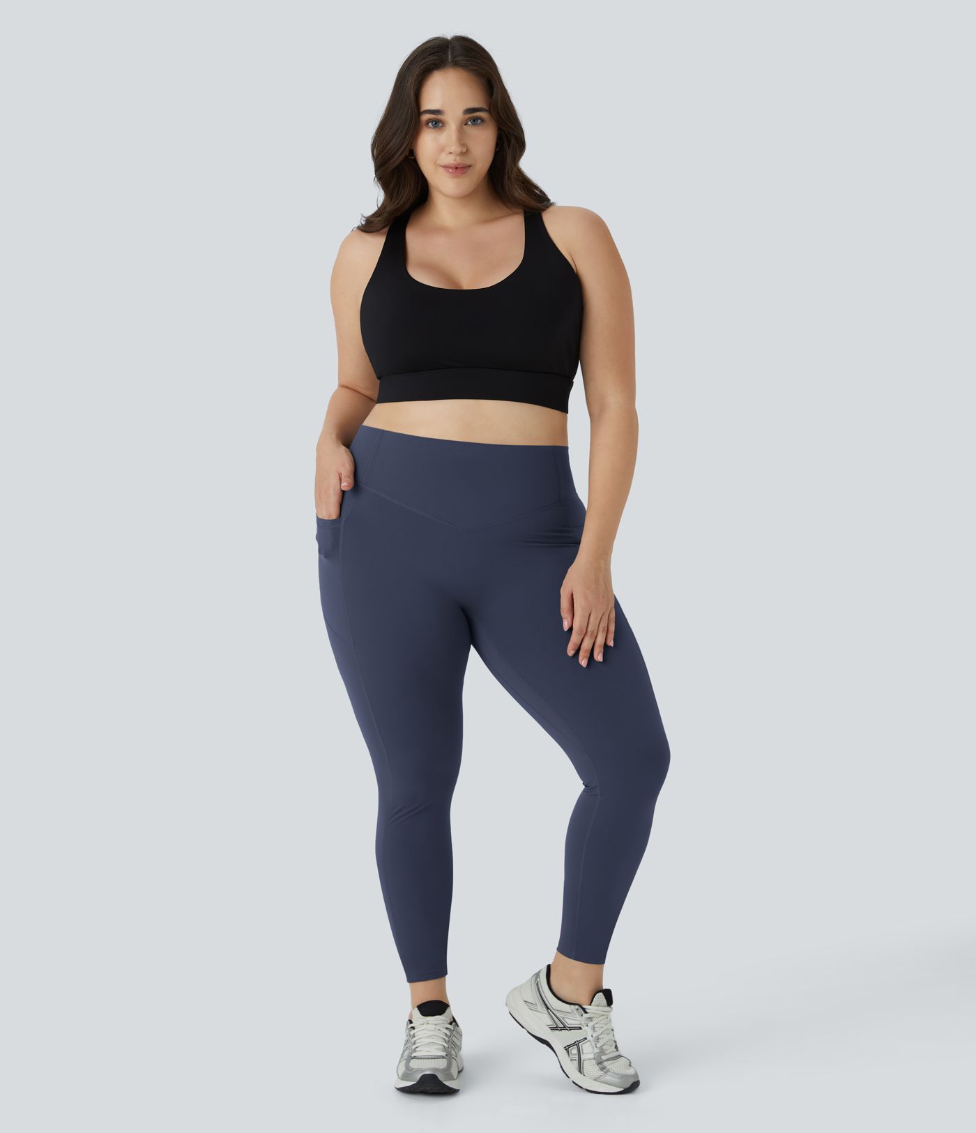 Halara UltraSculpt™ SoCinched Leggings de cintura alta con control de abdomen, realce de glúteos, bolsillos y moldeado para tallas grandes