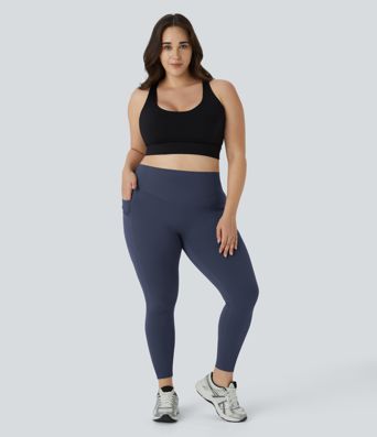 Halara UltraSculpt™ SoCinched Leggings de cintura alta con control de abdomen, realce de glúteos, bolsillos y moldeado para tallas grandes