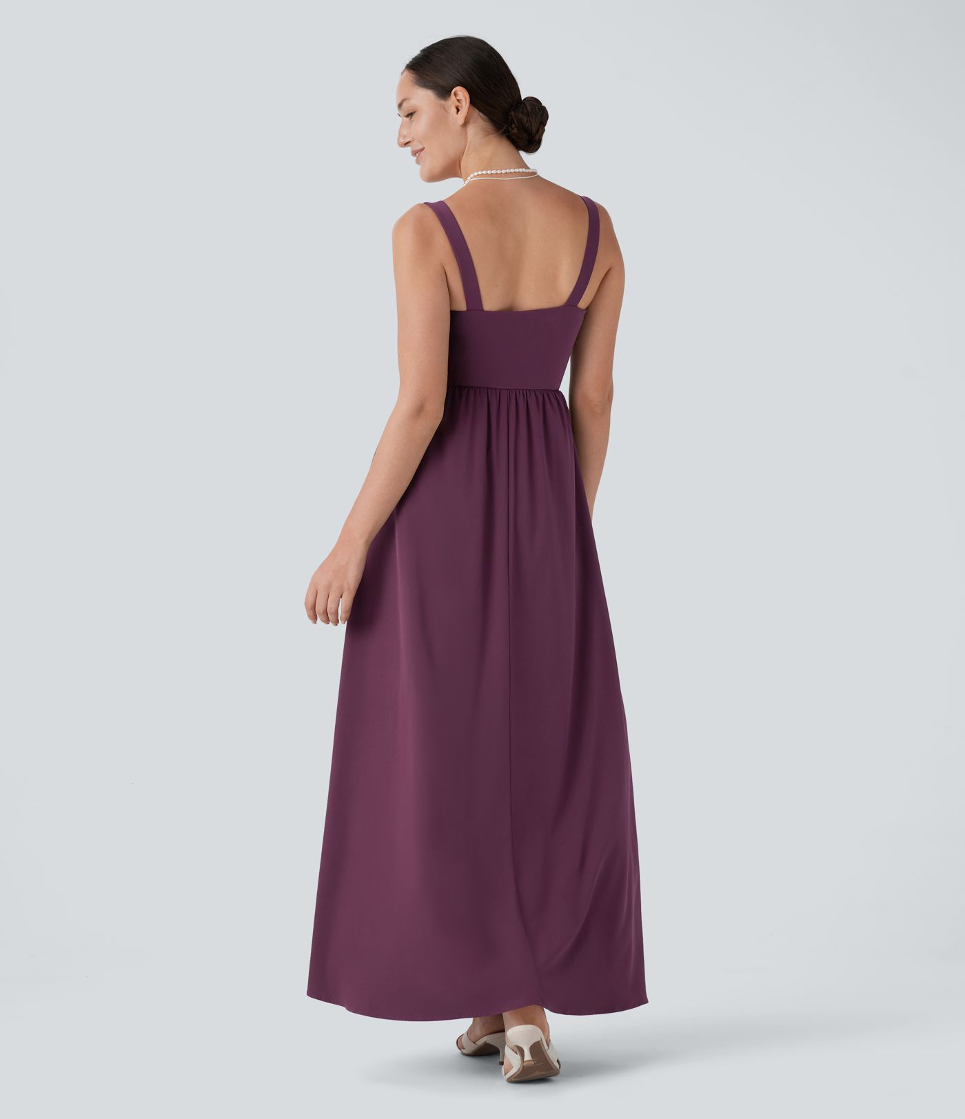 Breezeful™ Square Neck Backless 2-in-1 Side Pocket Split Flowy Quick Dry Bridesmaid and Wedding Guest Jumpsuit