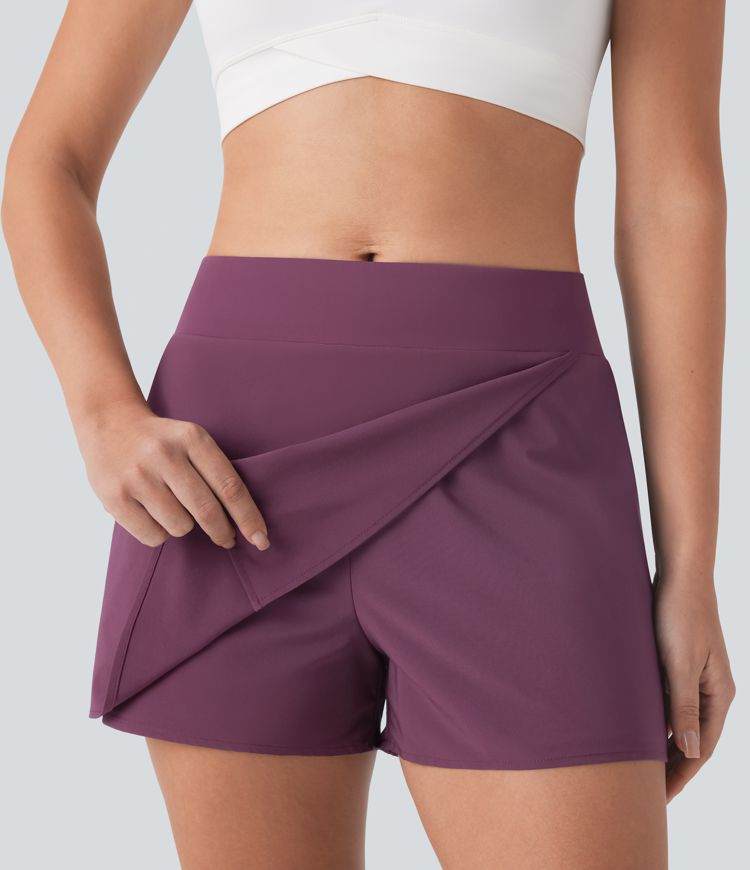 Breezeful™ Mid Rise Pocket Wrapped Quick Dry Yoga-Skort