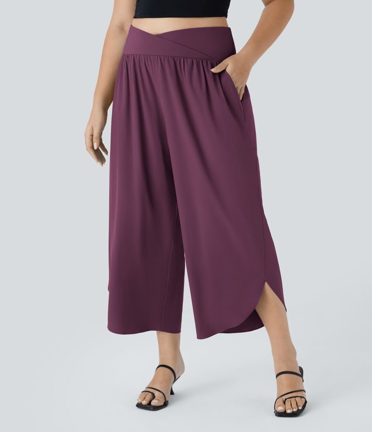 Breezeful™ High Waisted Crossover Pocket Quick Dry Plus Size Pants