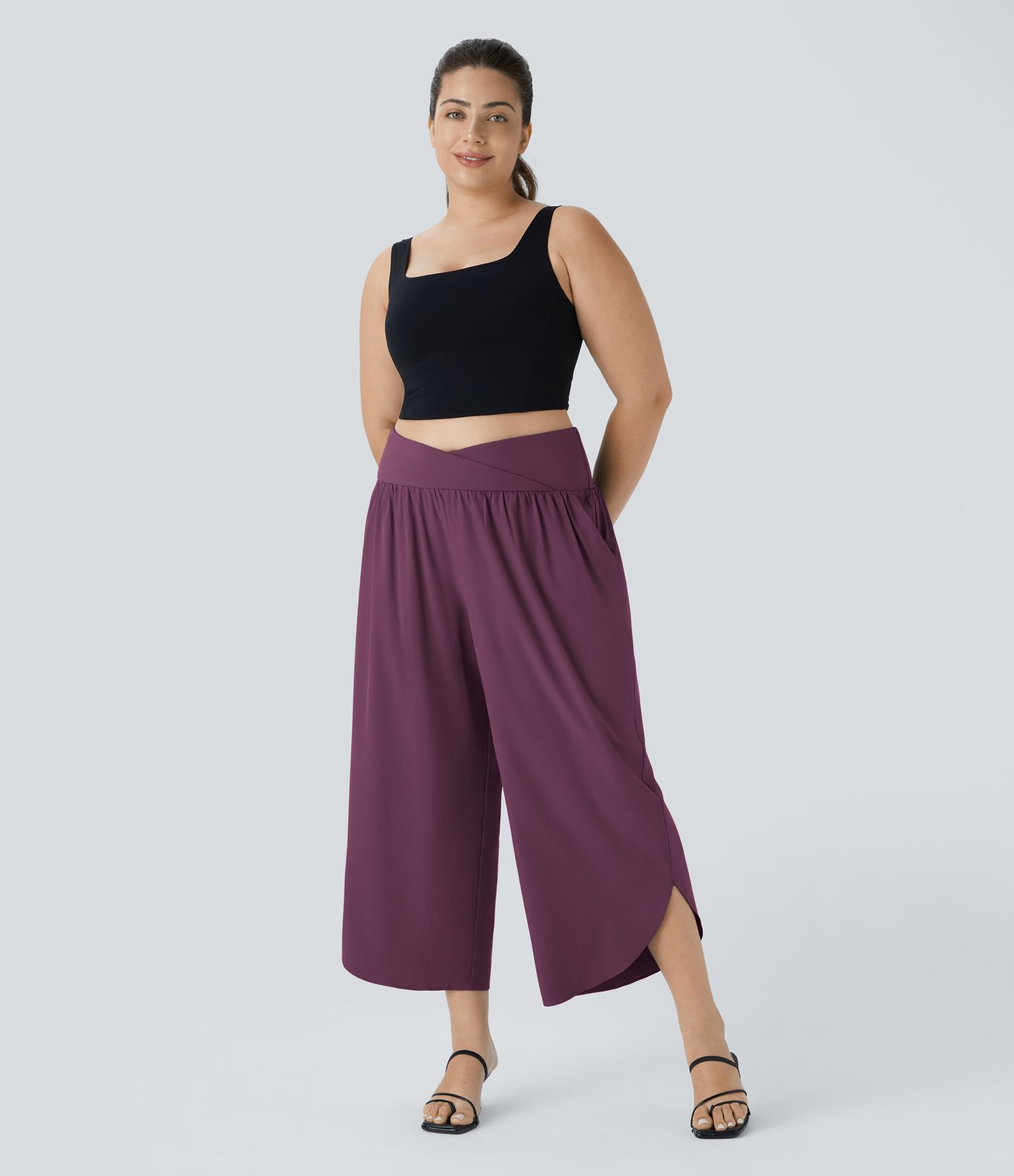 Breezeful™ High Waisted Crossover Pocket Quick Dry Plus Size Pants