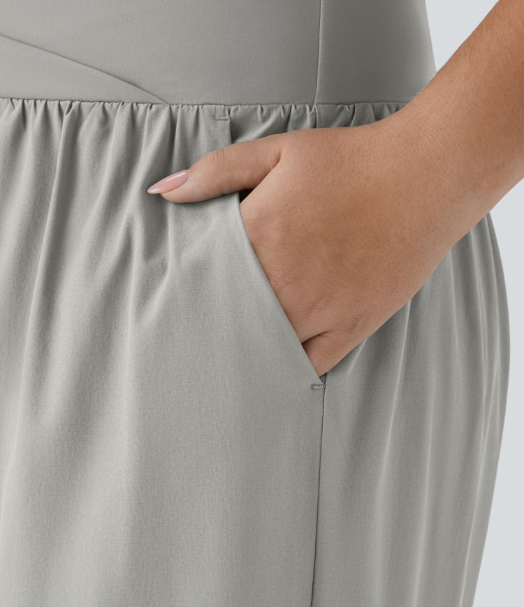 Breezeful™ High Waisted Crossover Pocket Quick Dry Plus Size Pants