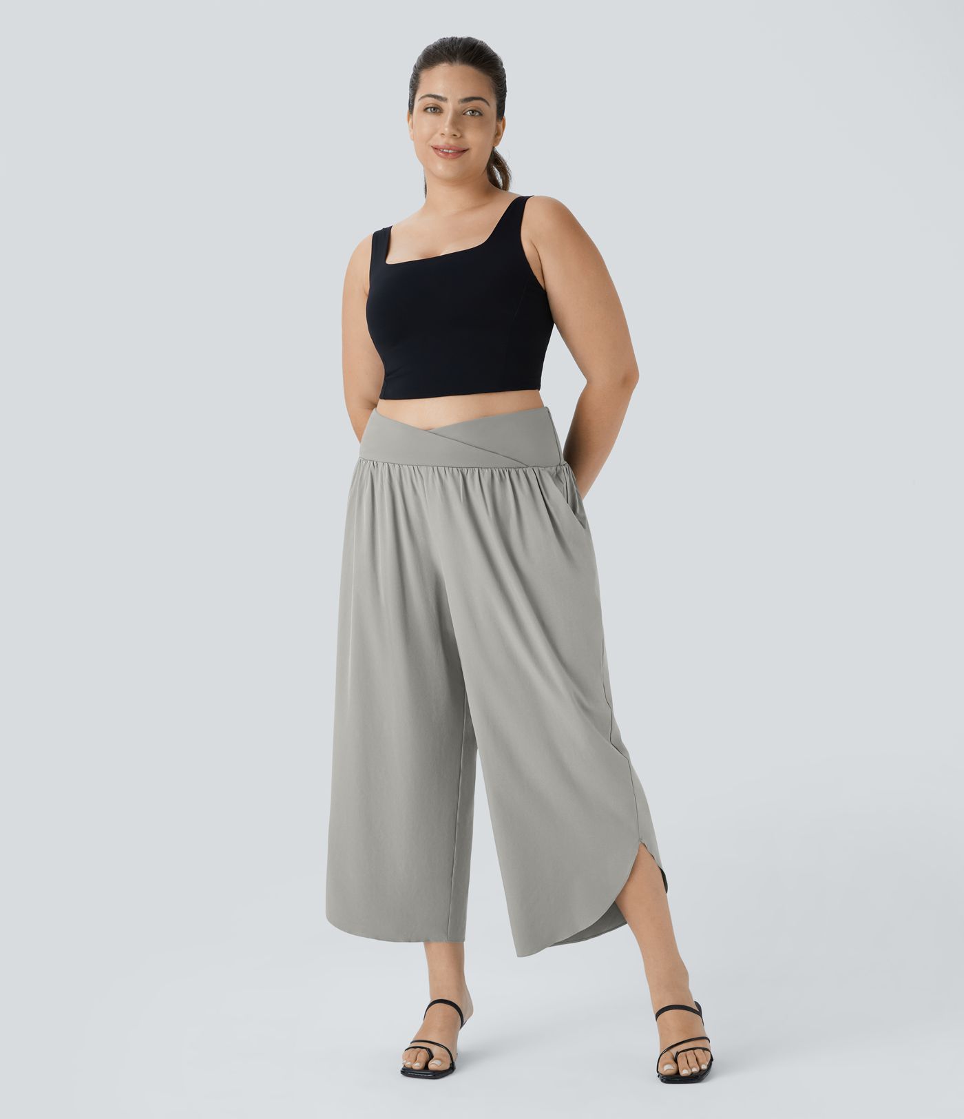 Breezeful™ High Waisted Crossover Pocket Quick Dry Plus Size Pants