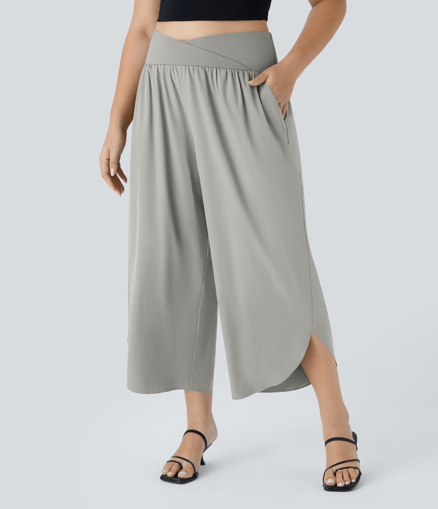 Breezeful™ High Waisted Crossover Pocket Quick Dry Plus Size Pants