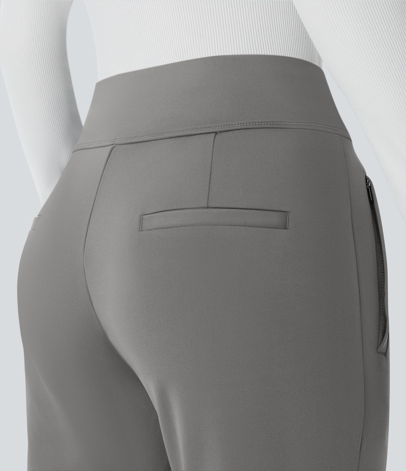 Pantalon tailleur évasé taille mi-haute Halara Flex™ DayStretch avec zip latéral et poches