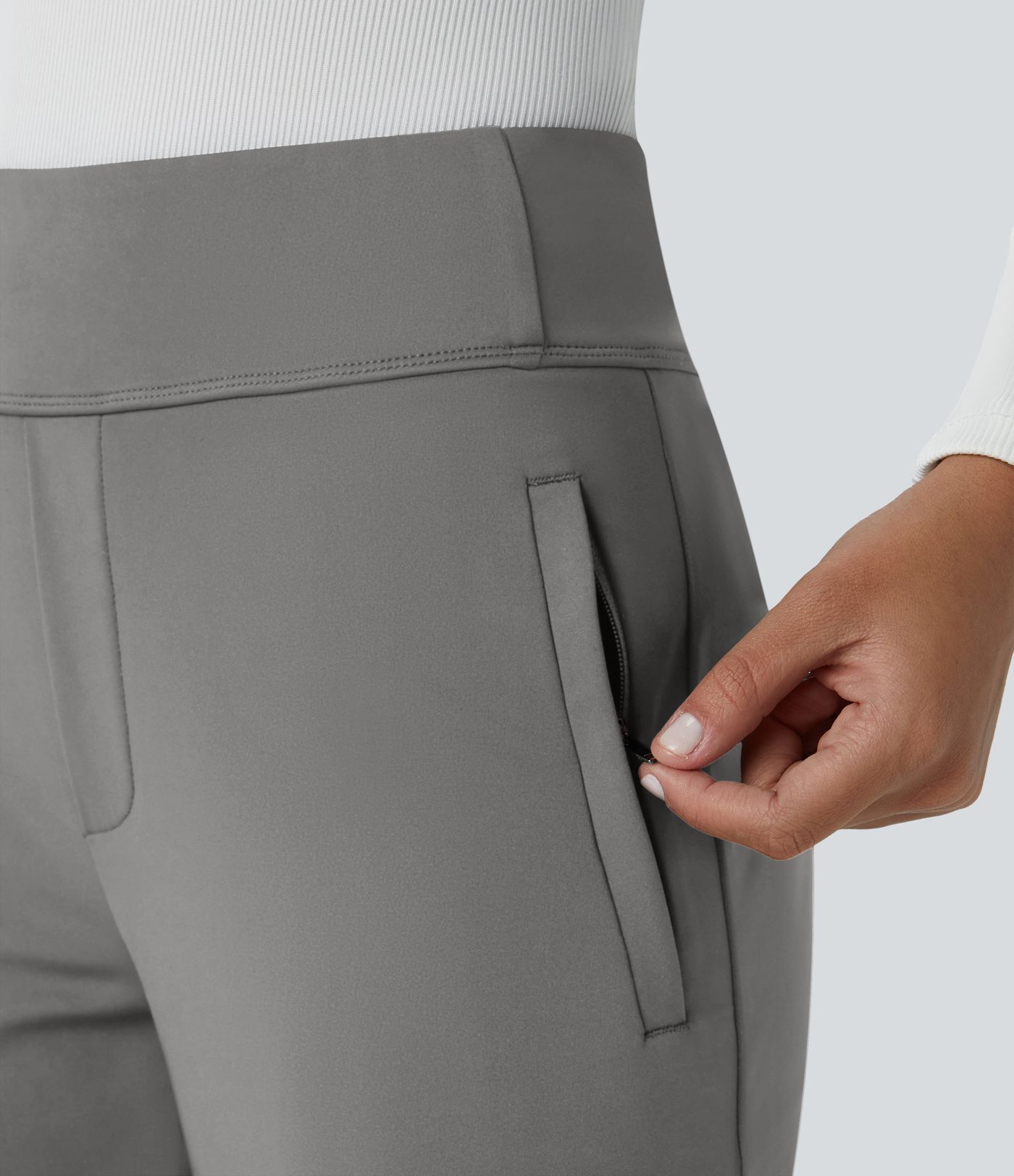 Pantalon tailleur évasé taille mi-haute Halara Flex™ DayStretch avec zip latéral et poches