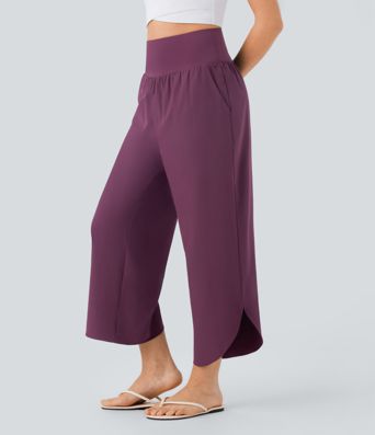 Breezeful™ High Waisted Tummy Control Split Hem Quick Dry Resort Pants with Pockets Breezeful™ High Waisted Tummy Control Split Hem Quick Dry Resort Pants with Pockets