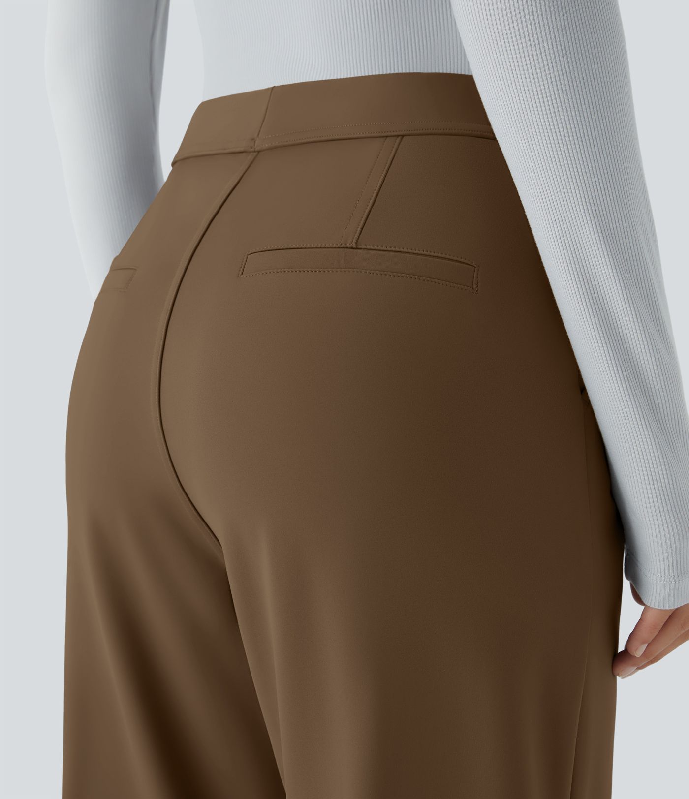 Pantalon de Travail Évasé à Taille Haute avec Poches