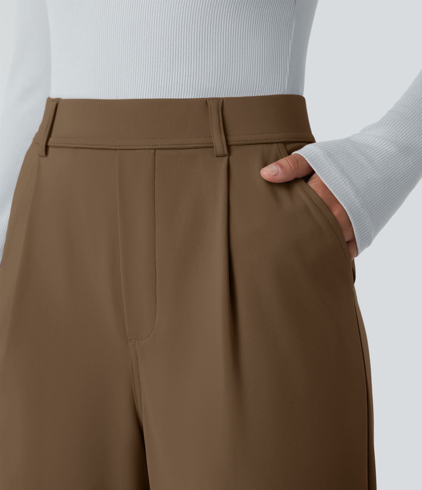 Pantalon de Travail Évasé à Taille Haute avec Poches