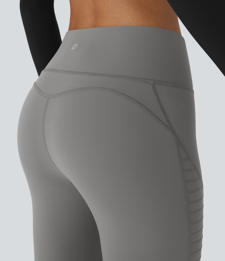 Mid Rise Top-stitching 7/8 Casual Moto Leggings