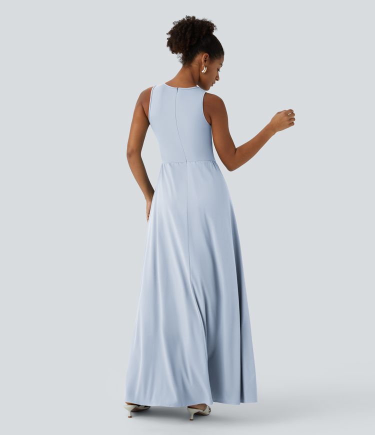 Breezeful™ Zipper Sleeveless Pocket Contrast Quick Dry Jumpsuit