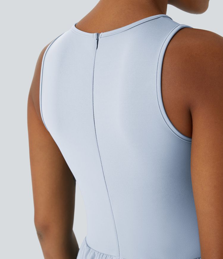 Breezeful™ Zipper Sleeveless Pocket Contrast Quick Dry Jumpsuit