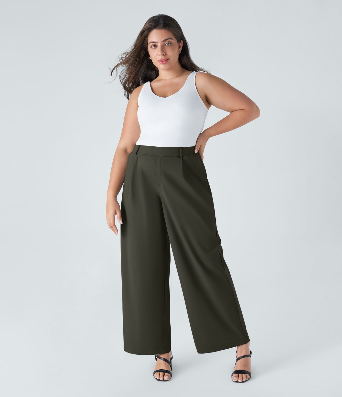 Halara Flex™ High Waisted Pocket Women Straight Wide Leg Baggy Suit Work Plus Size Pants