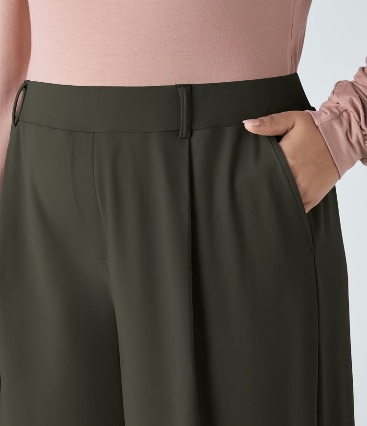 Halara Flex™ High Waisted Pocket Women Straight Wide Leg Baggy Suit Work Plus Size Pants