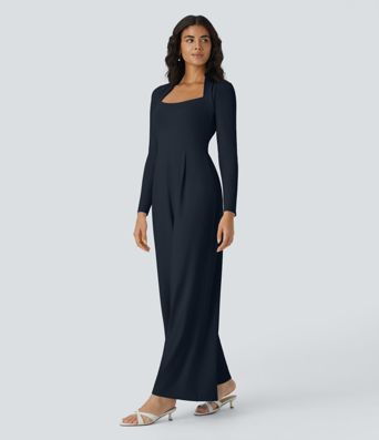 Combinaison à Manches Longues et Jambes Larges pour Demoiselle d'Honneur et Invitée de Mariage