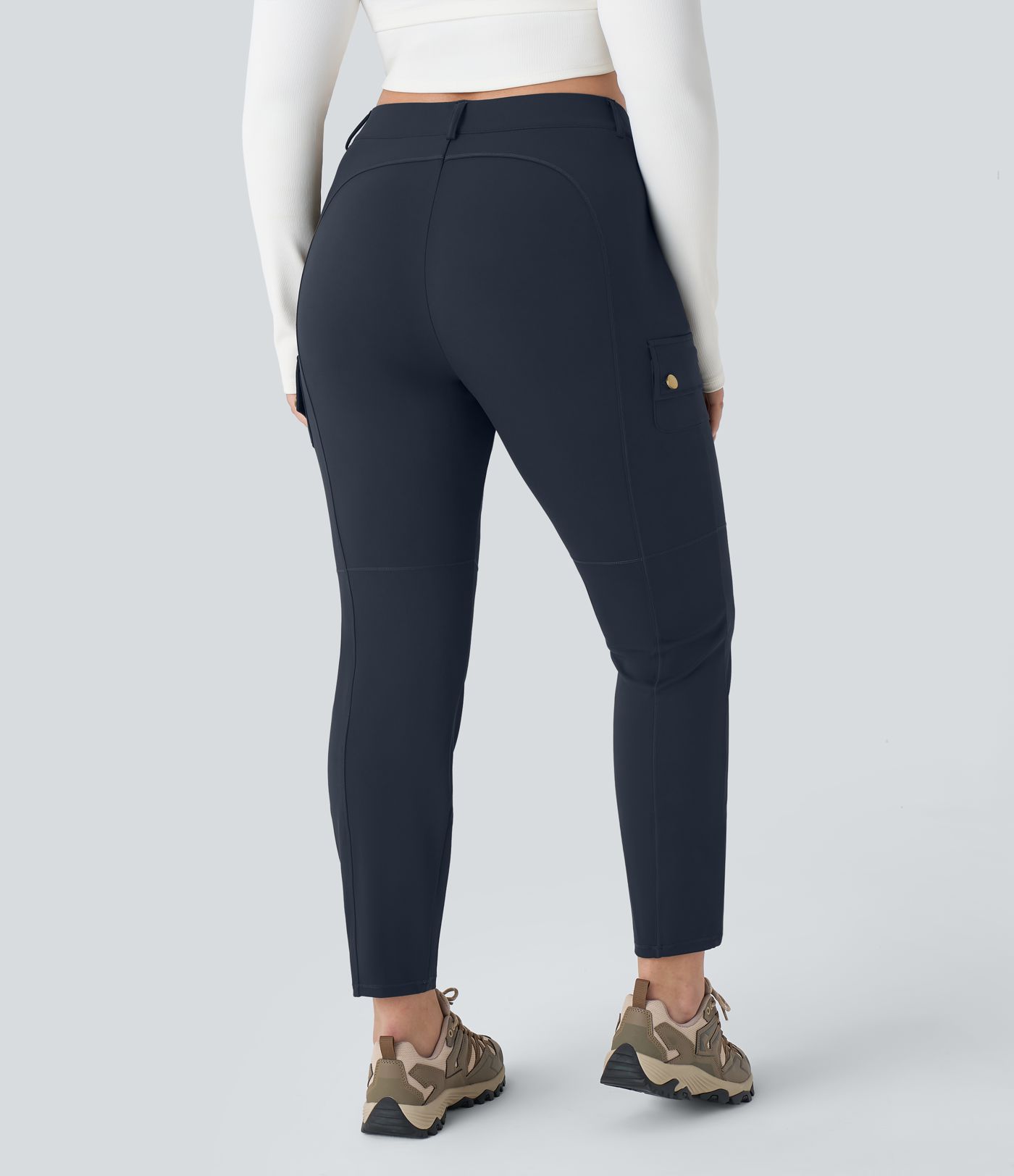 DayStretch High Waisted Zipper Pockets Solid Slim Hiking Plus Size Cargo Pants