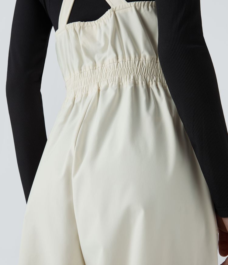 Water Repellent Wear-Resistant Adjustable Strap Crisscross Zipper Multiple Pockets Camping Dungarees