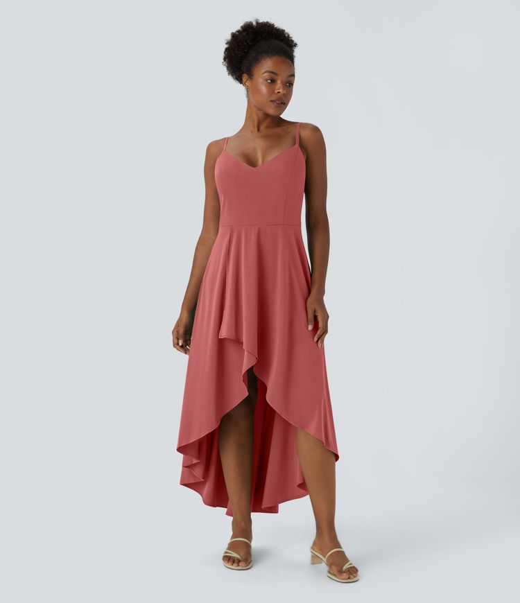 Breezeful™ Shirred High Low Flowy Quick Dry Maxi Slip Dress