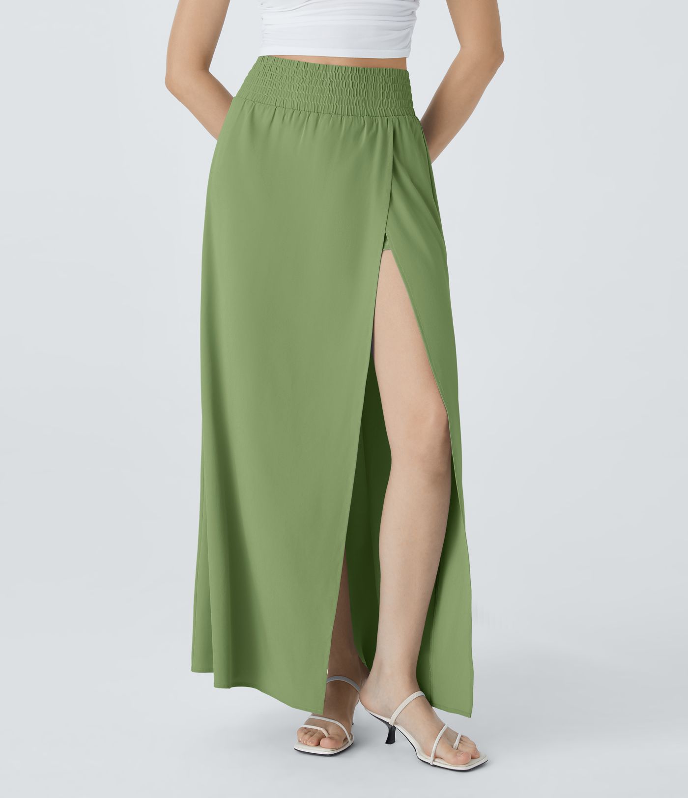 Breezeful™ High Waisted 2-in-1 Pocket Flowy Maxi Quick Dry Casual Skirt