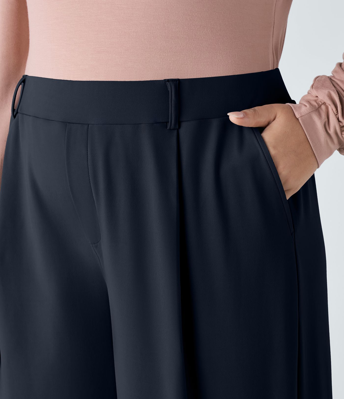 Hohe Taille Taschen Gerade Bein Arbeitshose in Übergröße