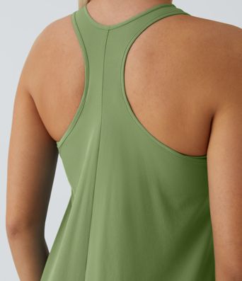 Breezeful™ Volné Midi Šaty bez Zad s Racer Výstřihem, Postranní Kapsou, Rychleschnoucí a Volnočasové