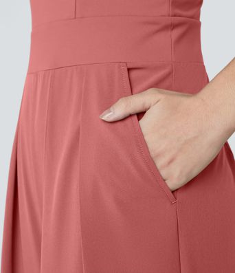 Breezeful™ Backless Side Invisible Zipper Pocket Wide Leg Quick Dry Resort Slip Jumpsuit