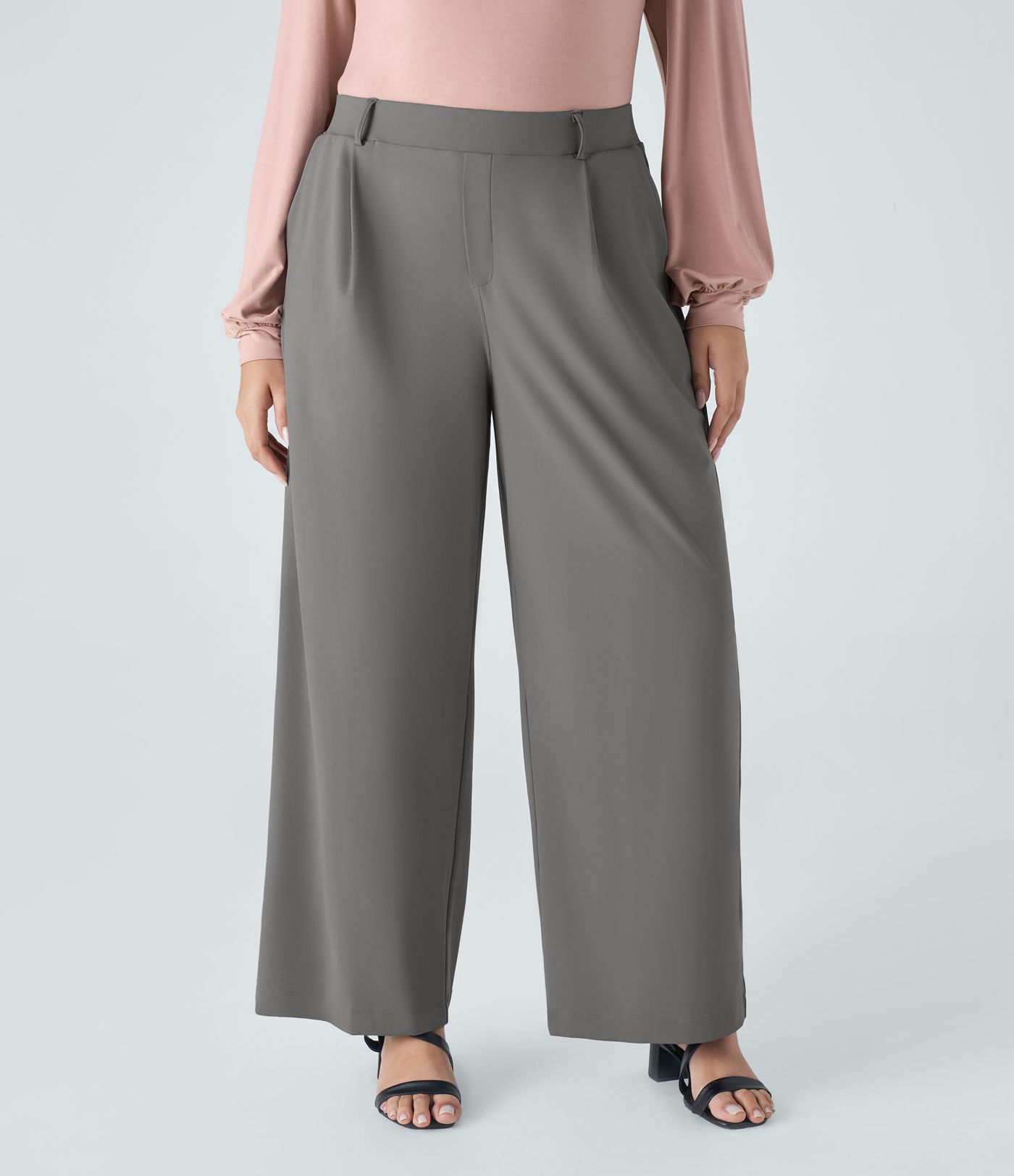 HaloTek Air™ High Waisted Side Pocket Straight Leg Work Plus Size Pants