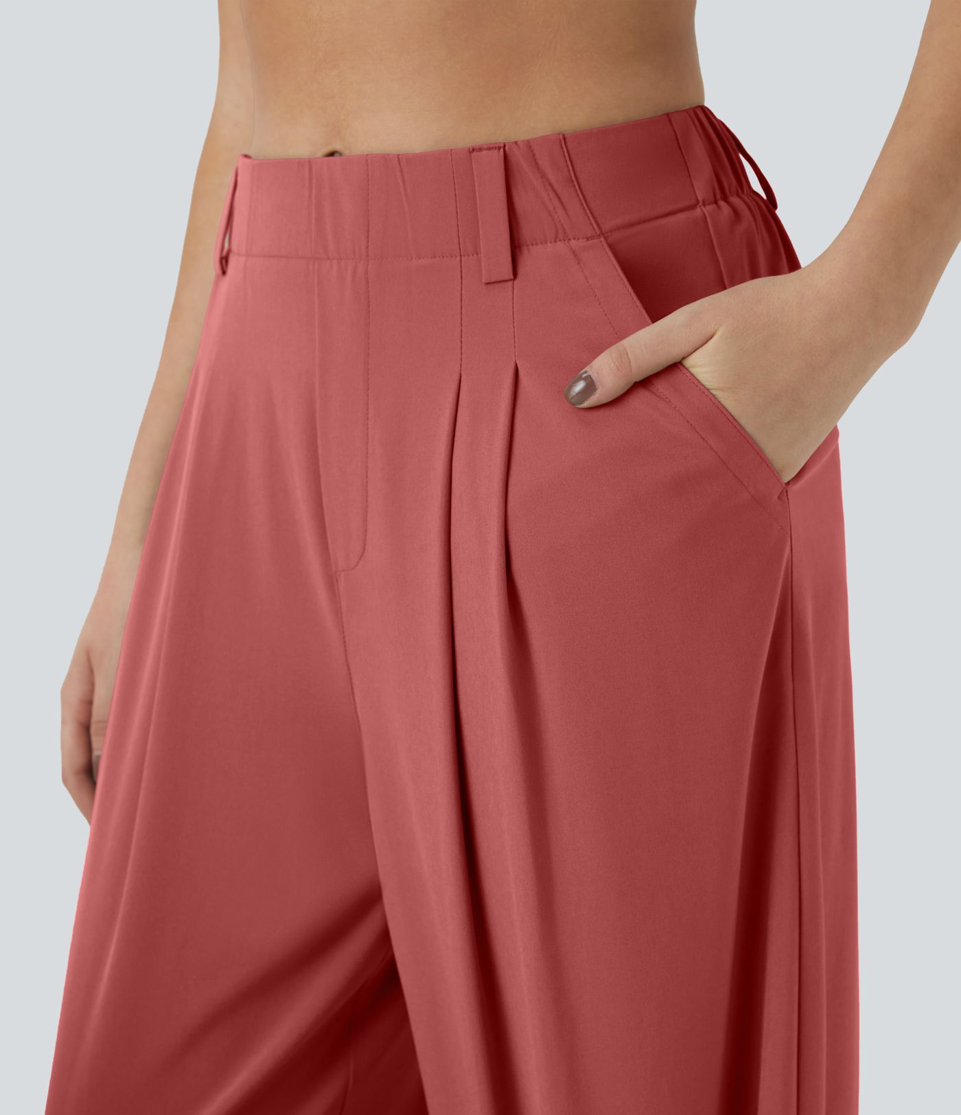 Breezeful™ High Waisted Side Pocket Wide Leg Flowy Solid Palazzo Quick Dry Casual Trousers