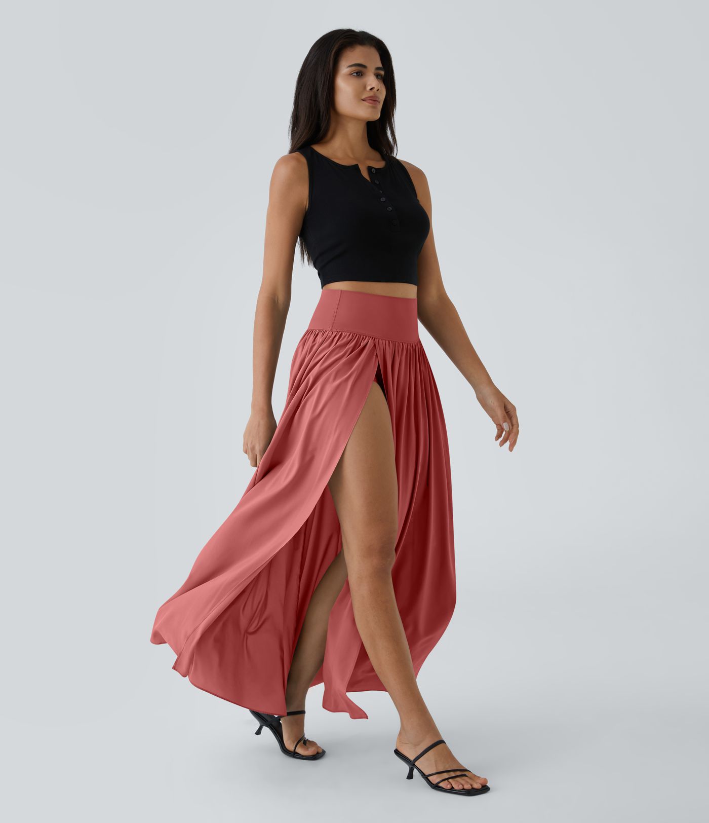 Breezeful™ High Waisted Split 2-in-1 Flowy Quick Dry Maxi Casual Skirt