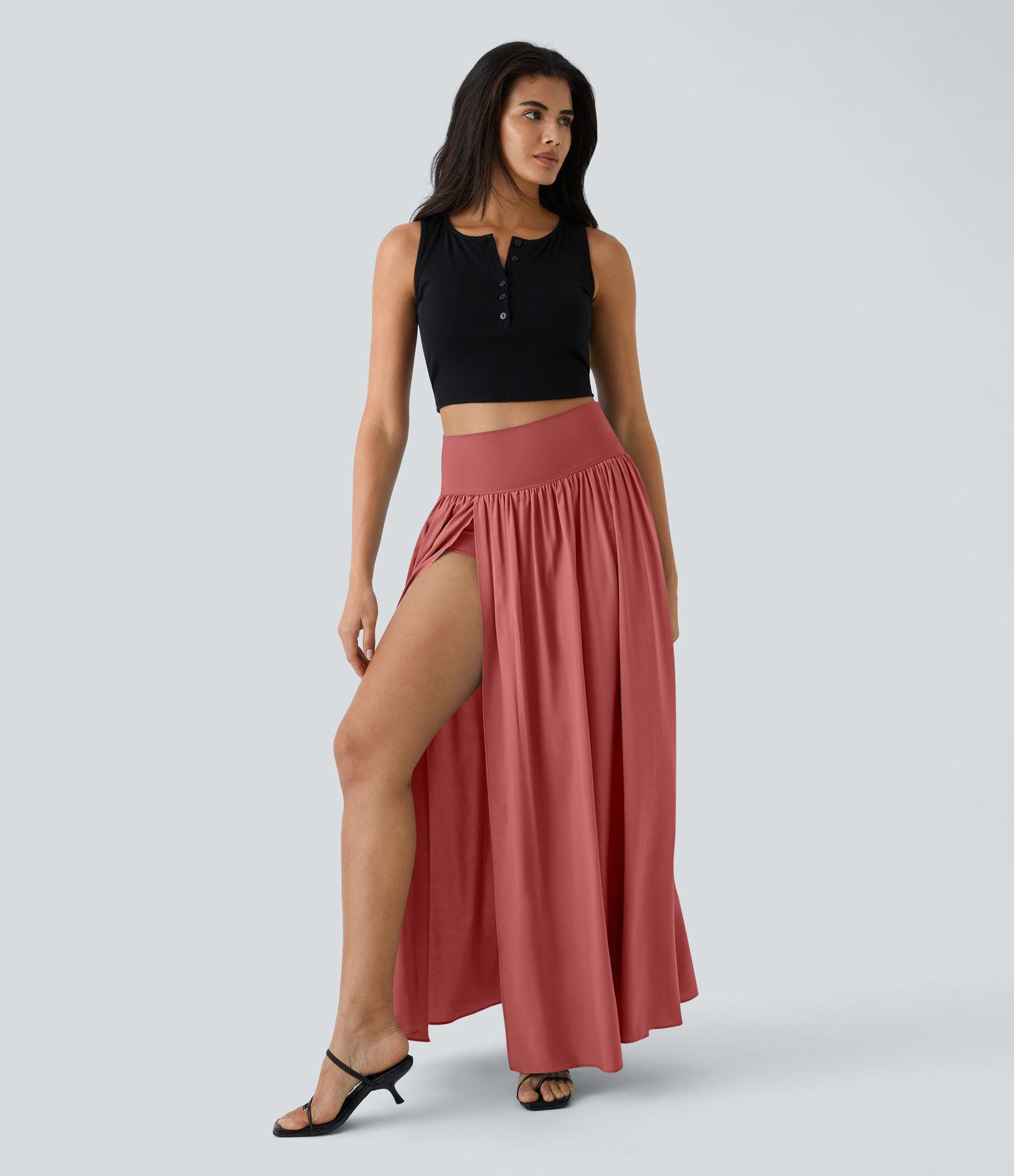 Breezeful™ High Waisted Split 2-in-1 Flowy Quick Dry Maxi Casual Skirt