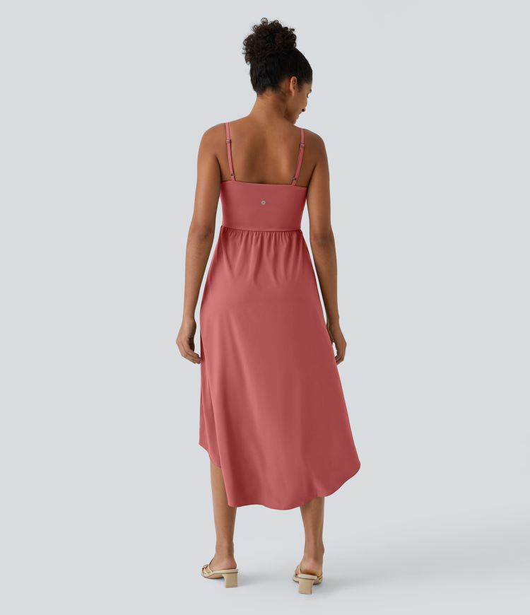 Breezeful™ Backless High Low 2-Piece Side Pocket Flowy Midi Quick Dry Casual Dress