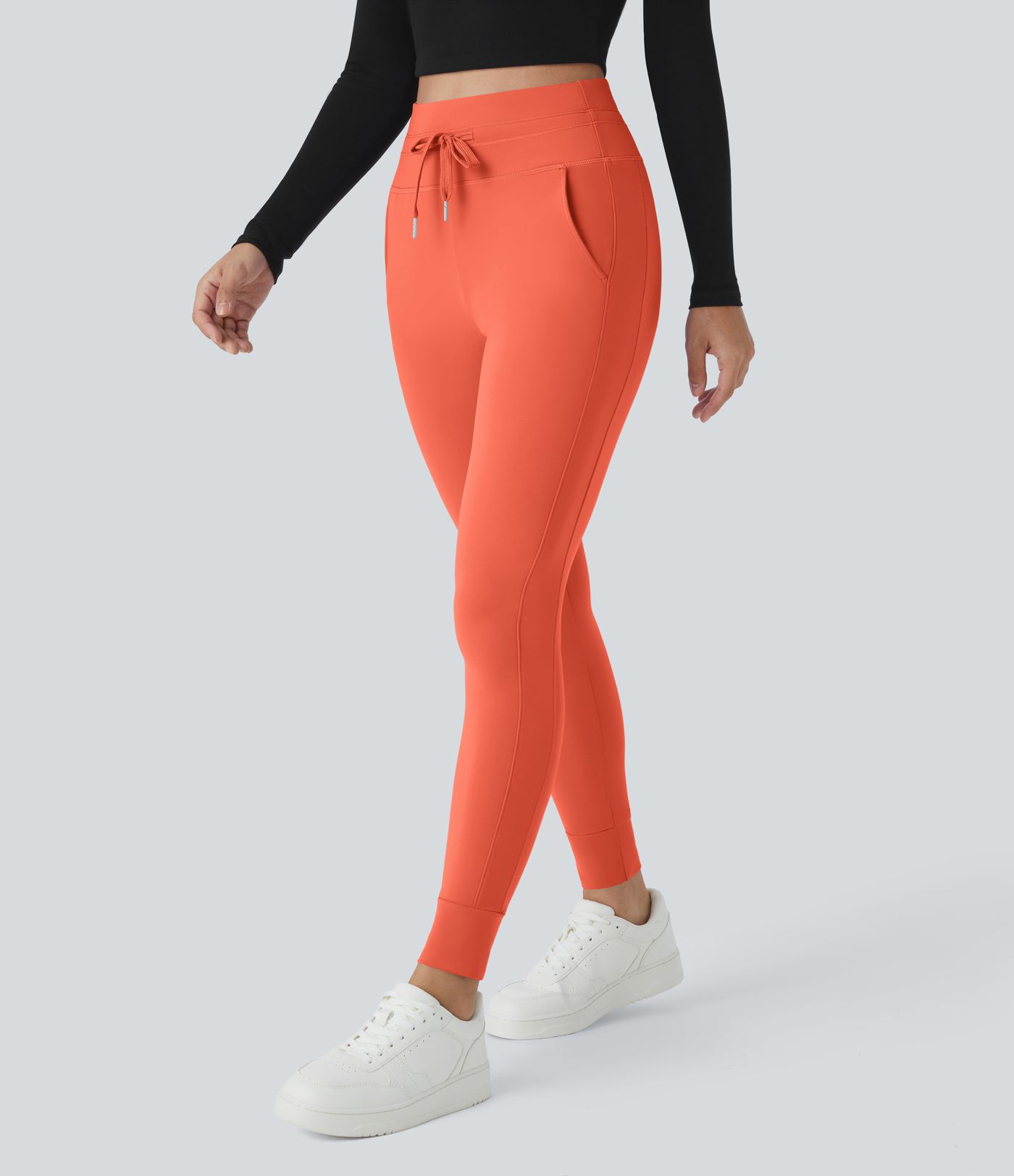 Softlyzero™ Plush joggers, plain, full length, side pocket, drawstring, high waist