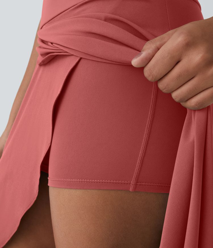 Breezeful™ High Waisted High Low Ruffle 2-in-1 Flowy Quick Dry Casual Regular Maxi Skirt