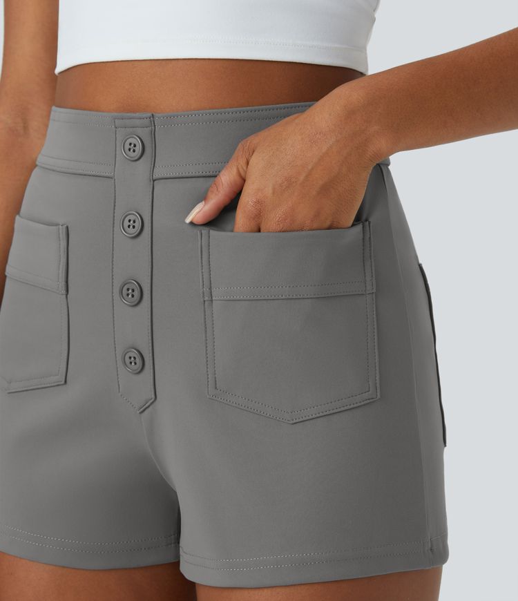 DayStretch High Waisted Pockets Casual Shorts 2.5''