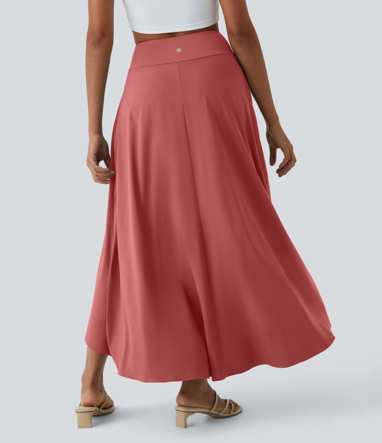 Breezeful™ High Waisted High Low Ruffle 2-in-1 Flowy Quick Dry Casual Regular Maxi Skirt