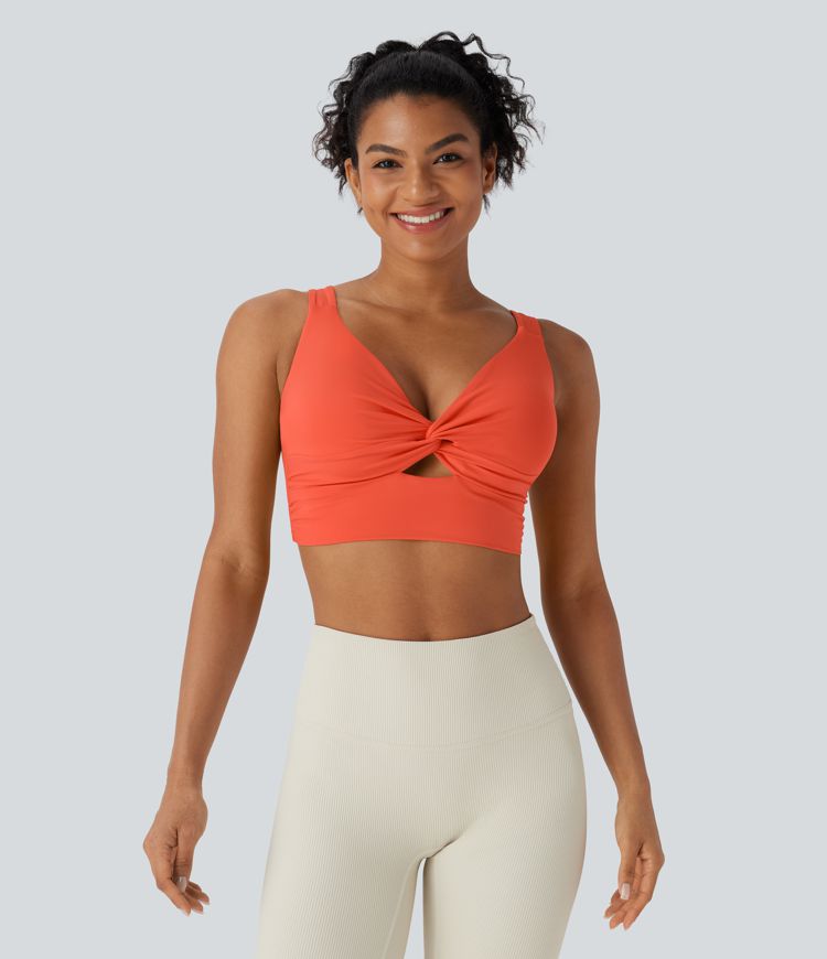 Softlyzero™ Airy Low Support Twisted Cut Out Backless Cool Touch Yoga Sports Bra-UPF50+-D/DD/DDD/F Cups