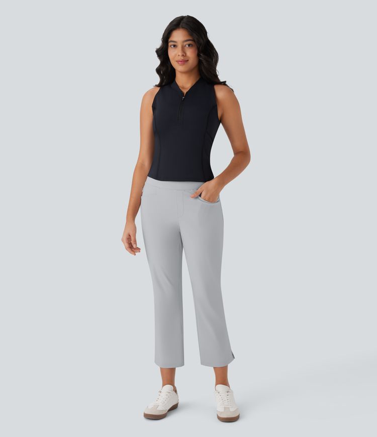High Waisted Pockets Quick Dry Golf Bootcut Pants-Golf Tee Pocket-UPF40+