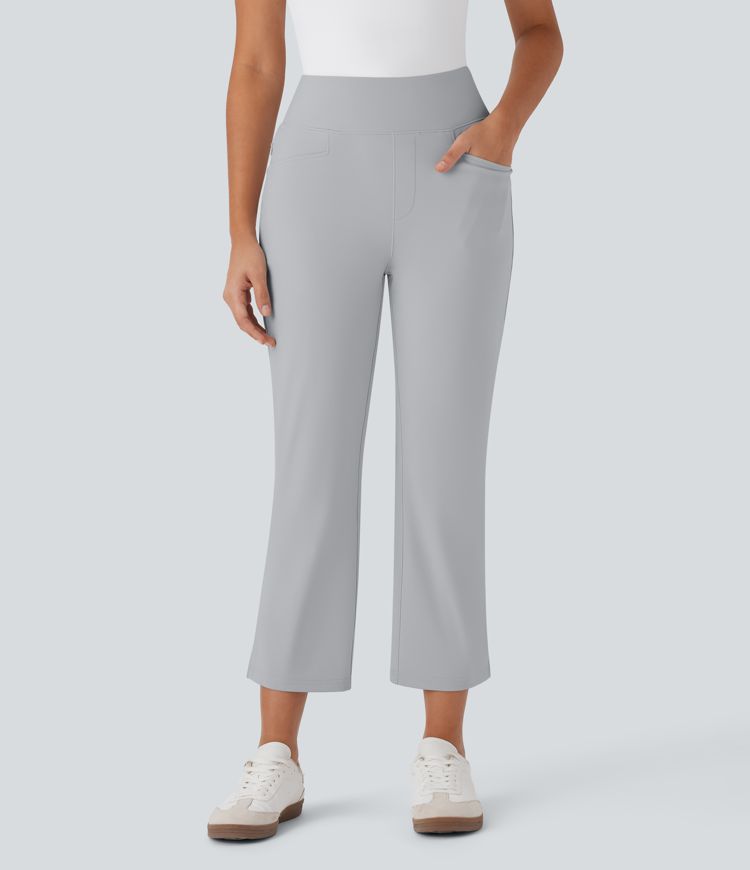 High Waisted Pockets Quick Dry Golf Bootcut Pants-Golf Tee Pocket-UPF40+