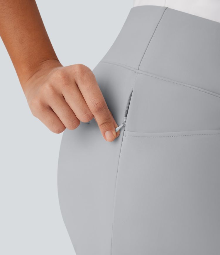 High Waisted Pockets Quick Dry Golf Bootcut Pants-Golf Tee Pocket-UPF40+