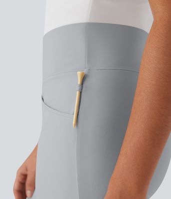 High Waisted Pockets Quick Dry Golf Bootcut Pants-Golf Tee Pocket-UPF40+