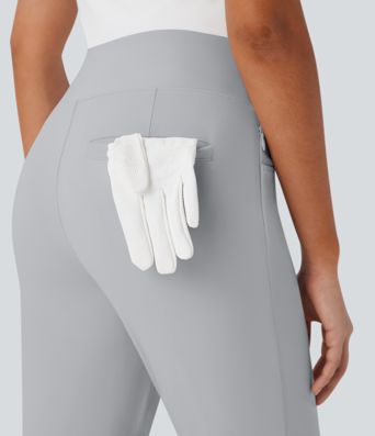 High Waisted Pockets Quick Dry Golf Bootcut Pants-Golf Tee Pocket-UPF40+