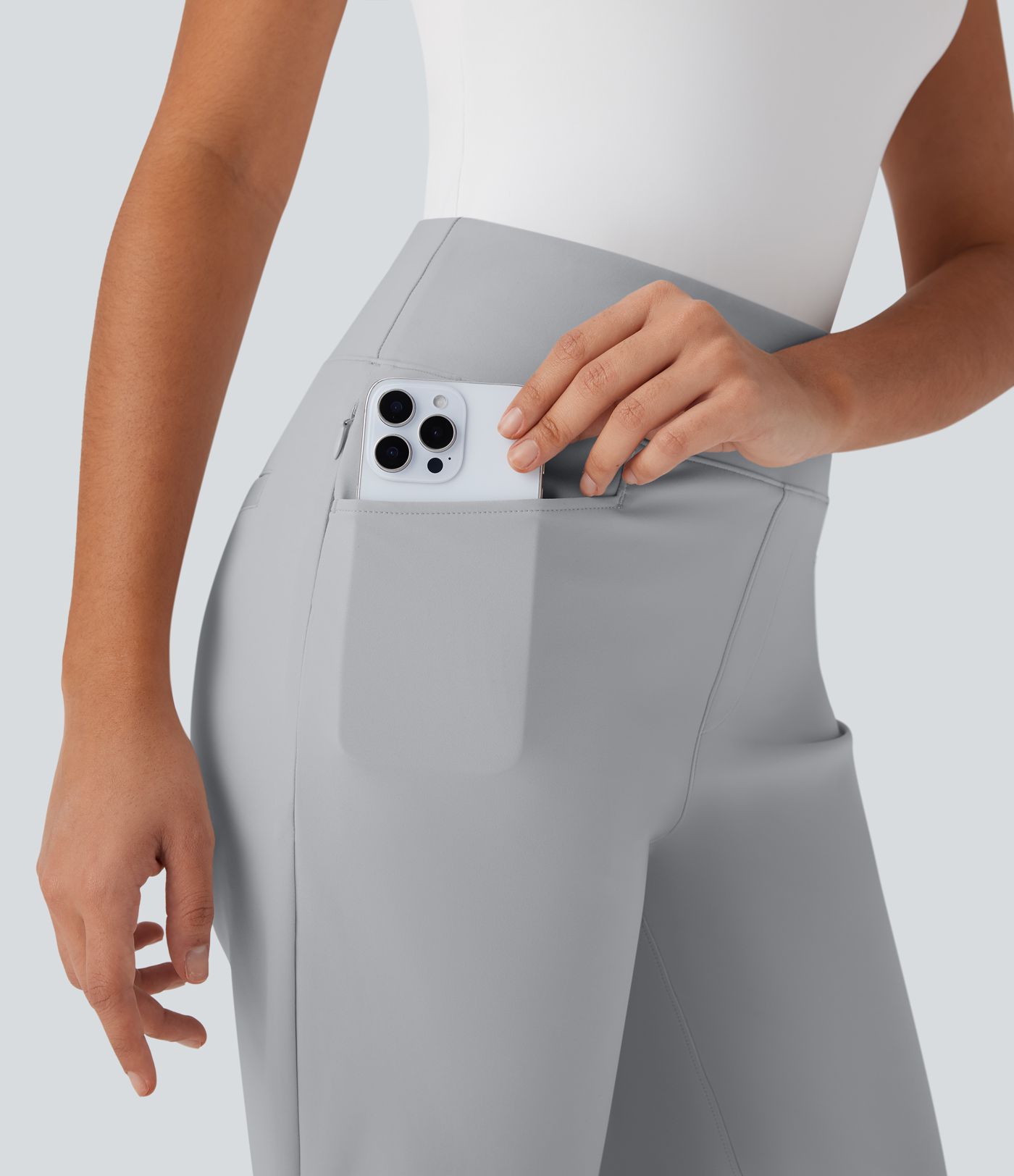 High Waisted Pockets Quick Dry Golf Bootcut Pants-Golf Tee Pocket-UPF40+