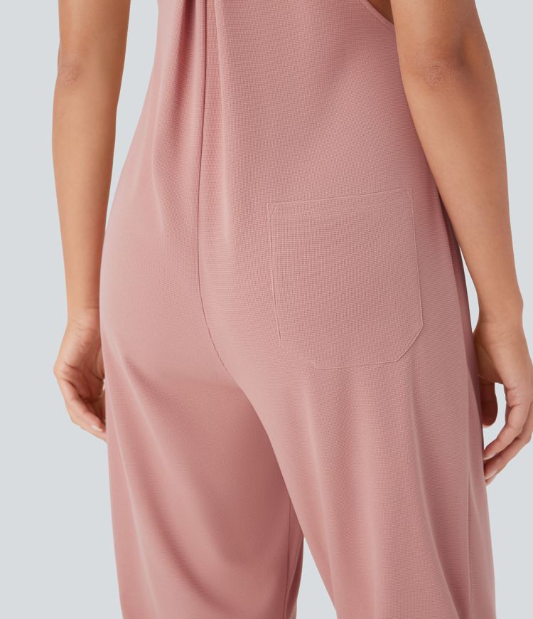 Waffle Casual Shortalls with Pockets