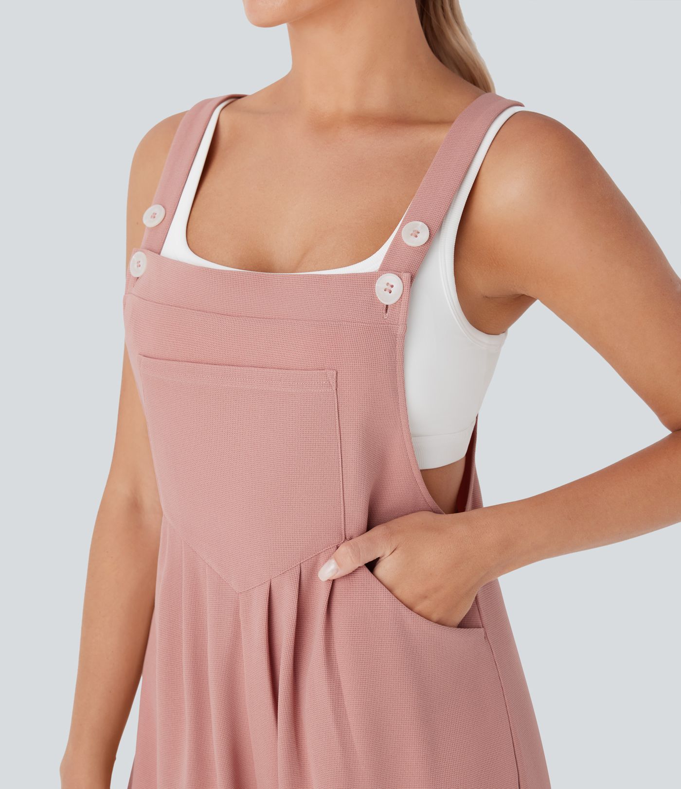 Waffle Casual Shortalls with Pockets