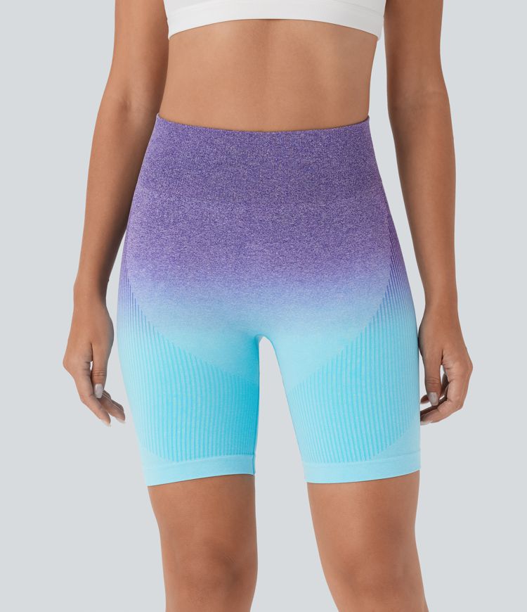 OneForm Seamless Flow High Waisted Ombre Yoga Biker Shorts 7''