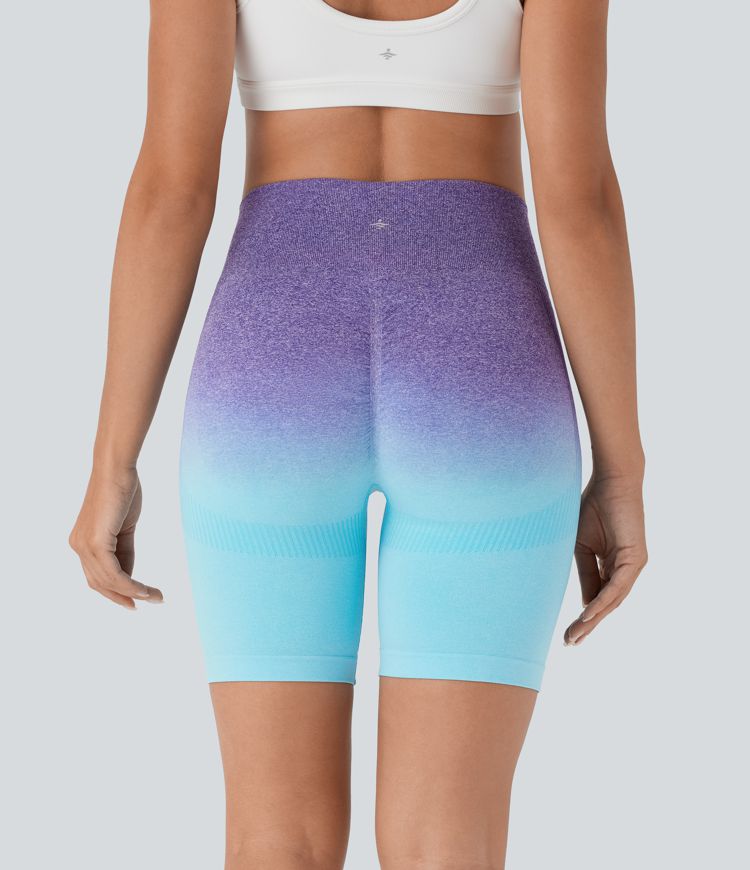 OneForm Seamless Flow High Waisted Ombre Yoga Biker Shorts 7''