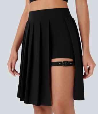 Breezeful™ High Waisted Pleated 2-in-1 Adjustable Buckle Quick Dry Casual Skirt with Pocket-Longer Length