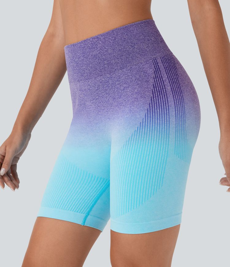 OneForm Seamless Flow High Waisted Ombre Yoga Biker Shorts 7''
